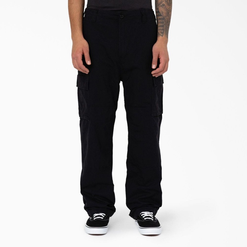 Black Dickies Eagle Bend Relaxed Fit Double Knee Men\'s Cargo Pants | 983-ALKFWZ