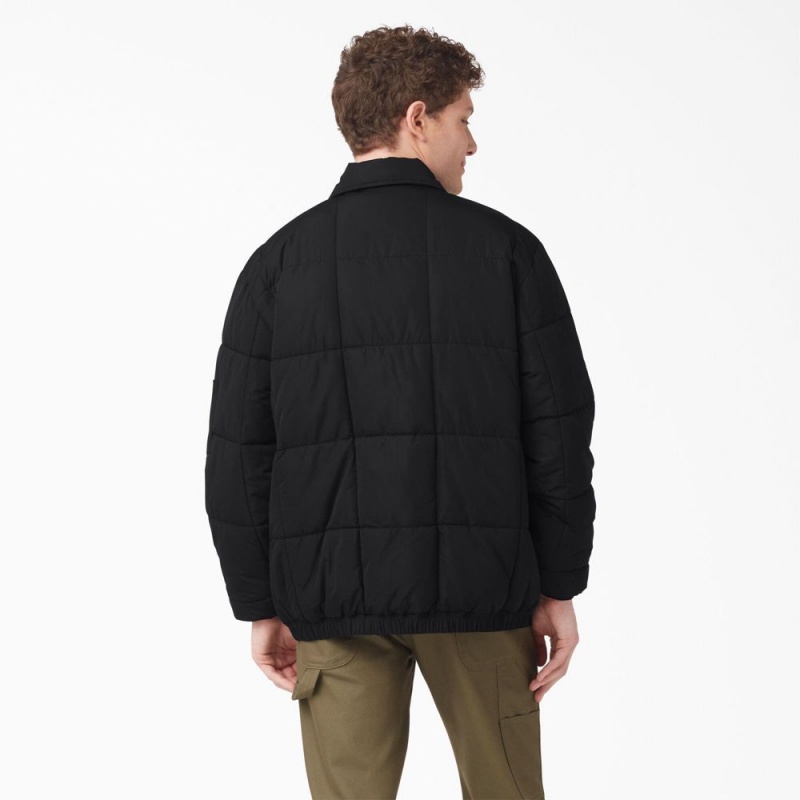 Black Dickies Eisenhower Puffer Men's Jacket | 735-RCGALB