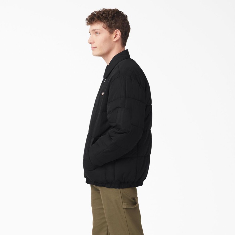 Black Dickies Eisenhower Puffer Men's Jacket | 735-RCGALB