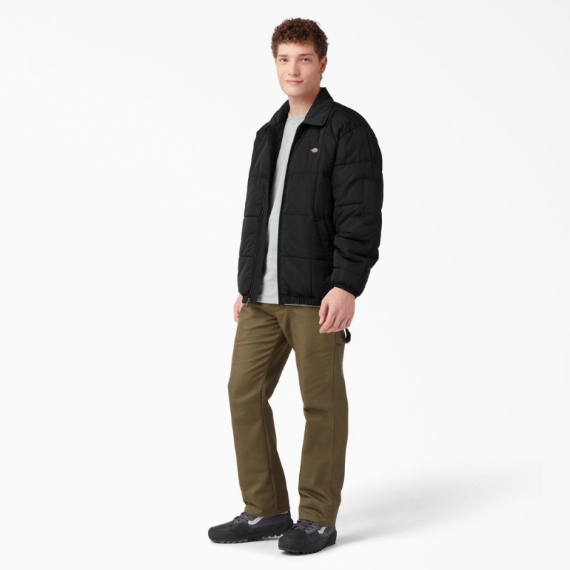 Black Dickies Eisenhower Puffer Men's Jacket | 735-RCGALB