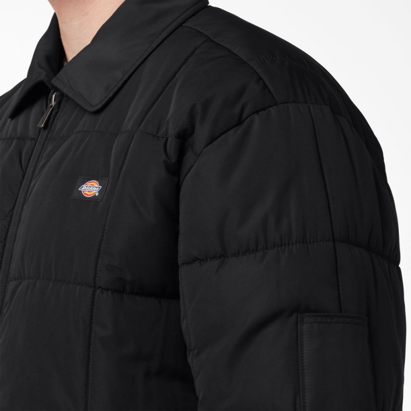 Black Dickies Eisenhower Puffer Men's Jacket | 735-RCGALB