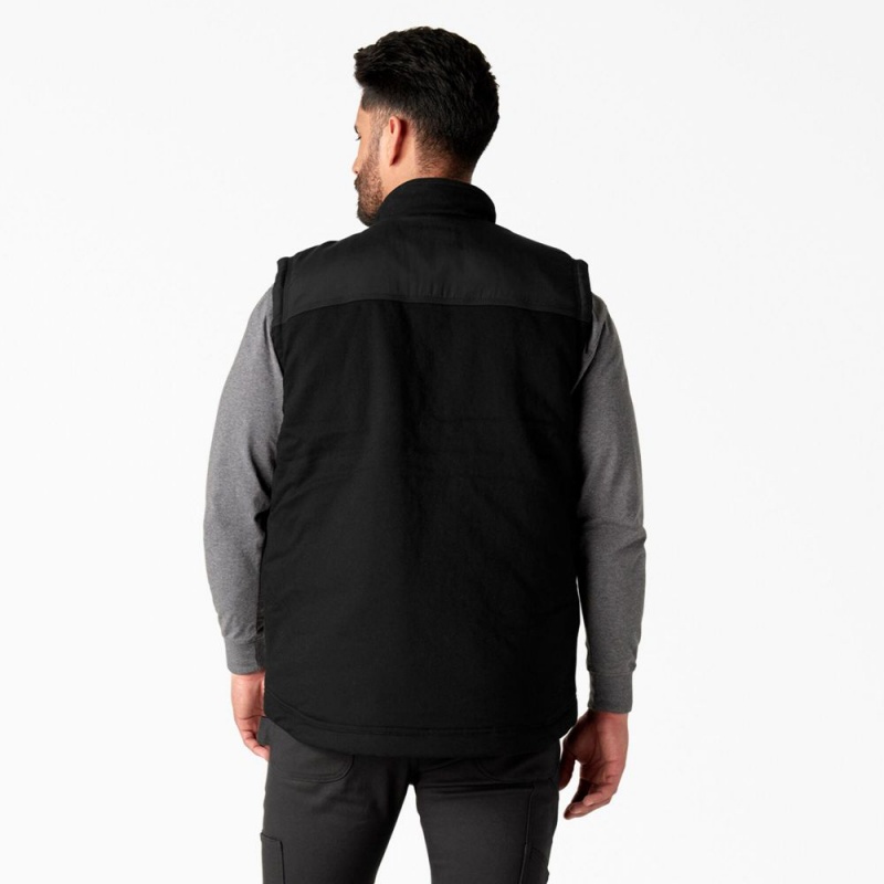 Black Dickies FLEX Duck Canvas Insulated Men's Vest | 196-YRBHXQ