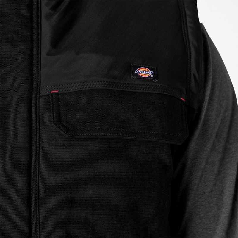 Black Dickies FLEX Duck Canvas Insulated Men's Vest | 196-YRBHXQ