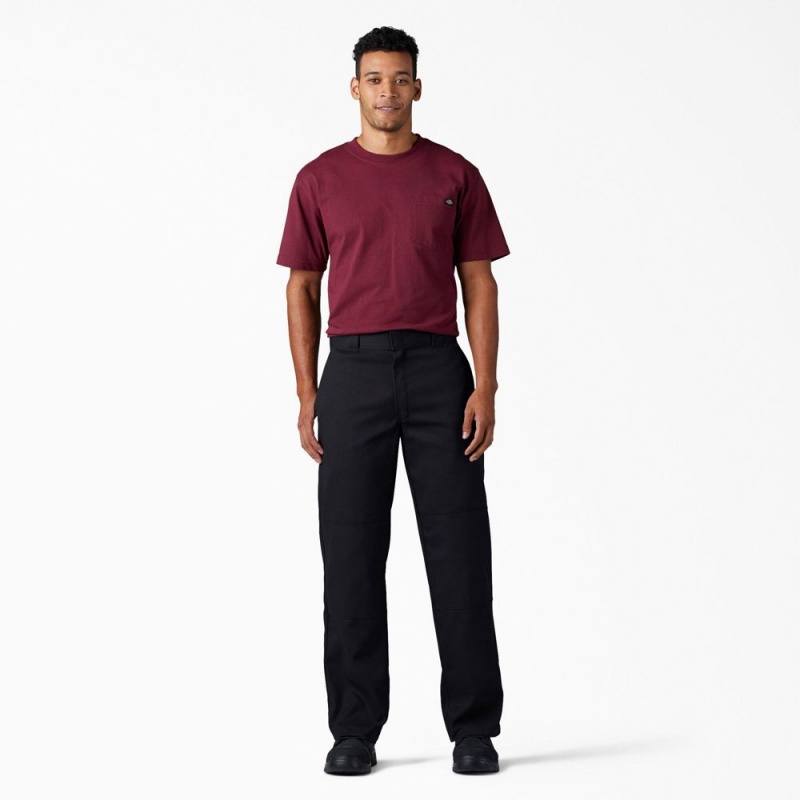 Black Dickies FLEX Loose Fit Double Knee Men's Work Pants | 217-XENOFB