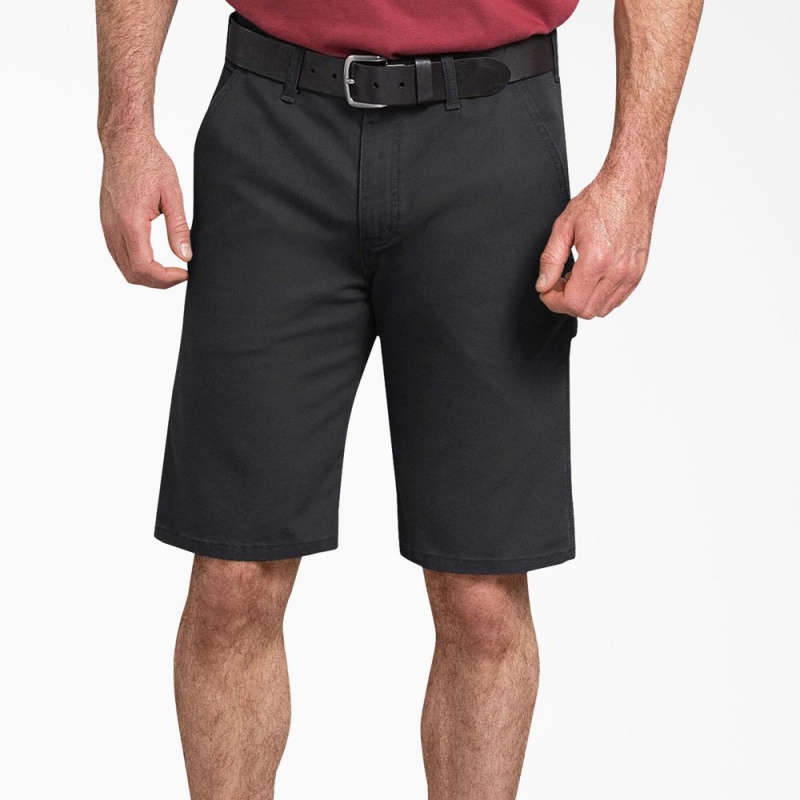 Black Dickies FLEX Regular Fit Duck Carpenter Men's Shorts | 930-TUEIZN