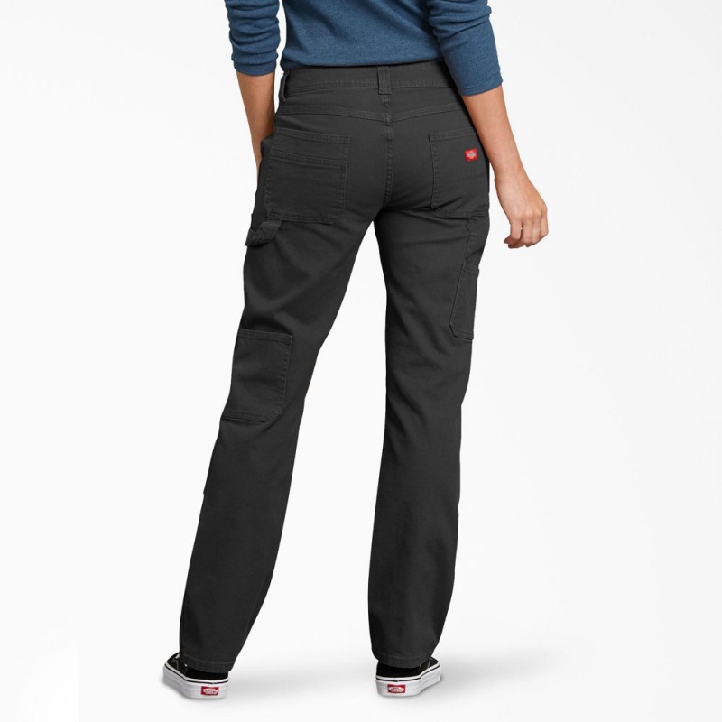 Black Dickies FLEX Relaxed Fit Duck Carpenter Women's Pants | 067-IUBKXO