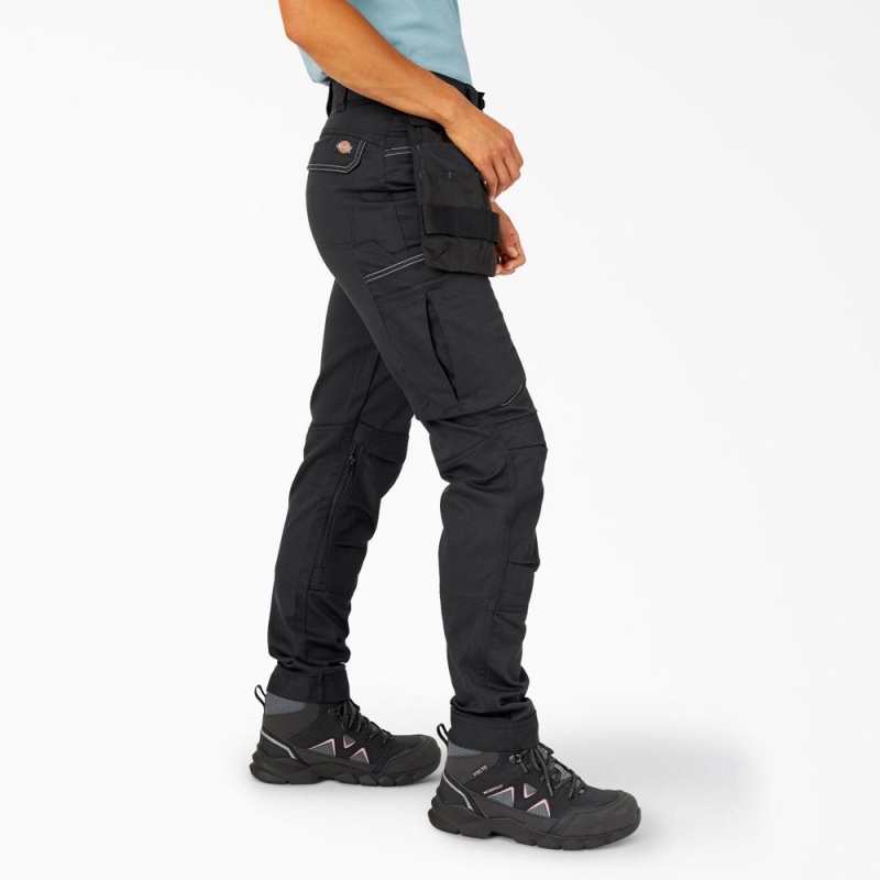 Black Dickies FLEX Relaxed Fit Women's Work Pants | 784-SYALID