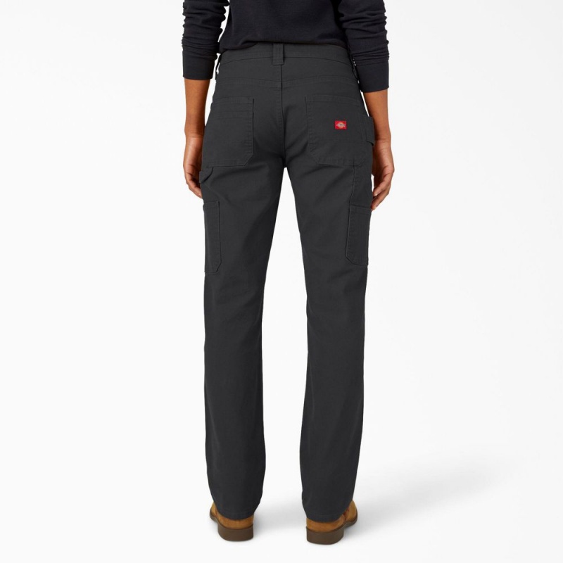 Black Dickies FLEX Relaxed Straight Fit Duck Carpenter Women's Pants | 847-QGPHOJ