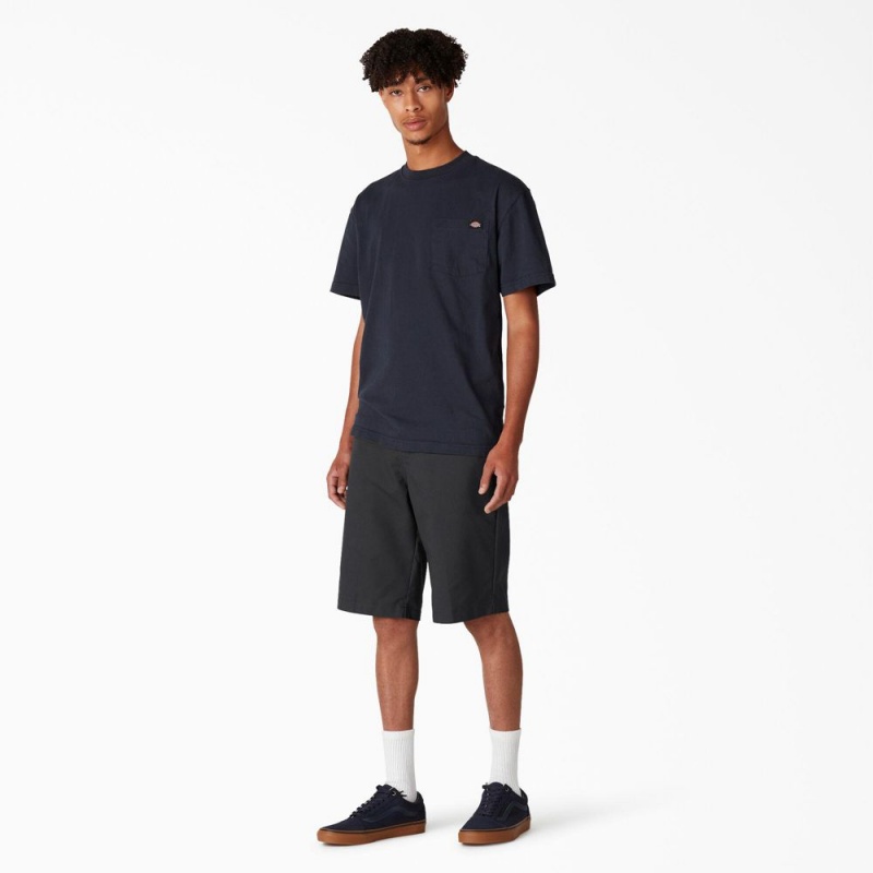 Black Dickies FLEX Skateboarding Slim Fit Men's Shorts | 051-TBAQLR