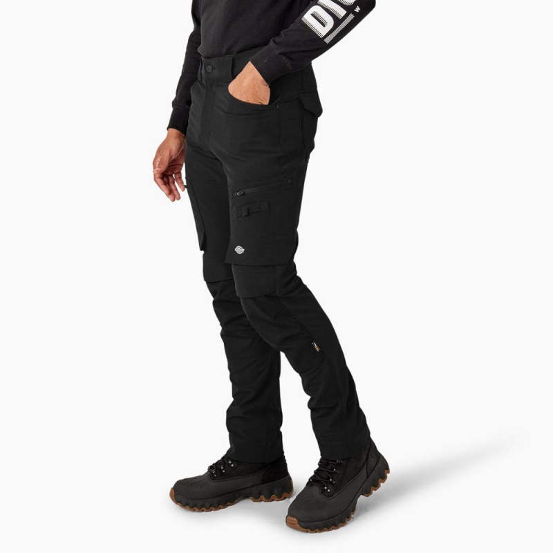 Black Dickies FLEX Slim Fit Double Knee Tapered Men's Pants | 832-GWKOUF