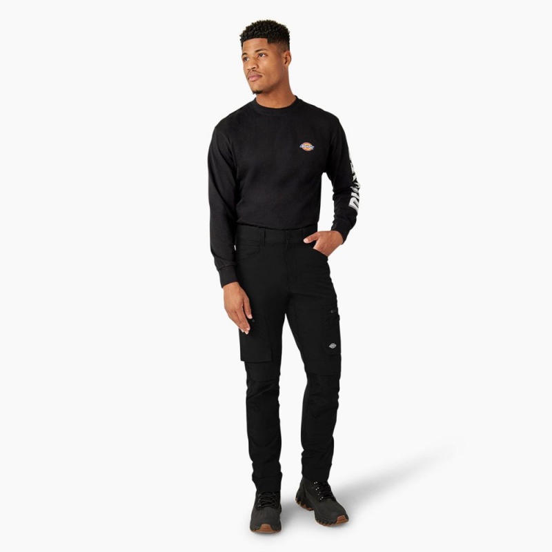 Black Dickies FLEX Slim Fit Double Knee Tapered Men's Pants | 832-GWKOUF