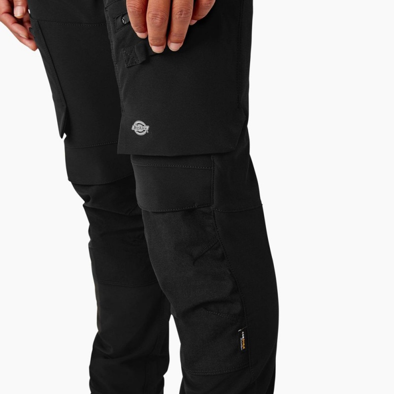 Black Dickies FLEX Slim Fit Double Knee Tapered Men's Pants | 832-GWKOUF