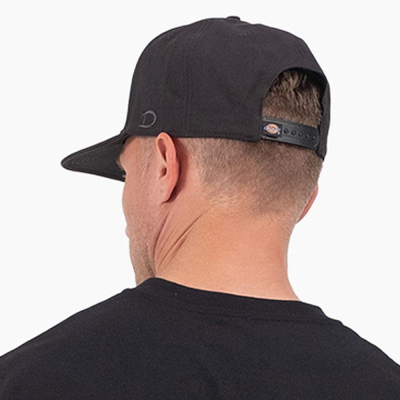 Black Dickies Flat Bill Duck Men's Cap | 690-PZFYDK