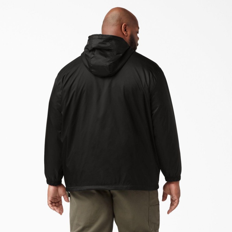 Black Dickies Fleece Lined Nylon Hooded Men's Jacket | 824-MKNTZI