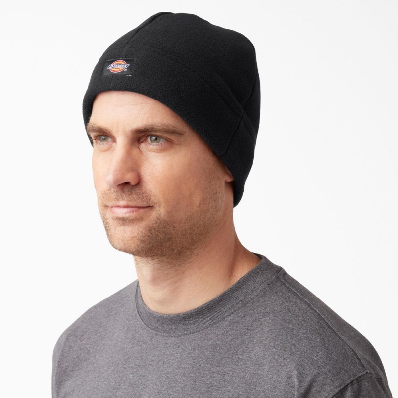 Black Dickies Fleece Men's Beanie | 245-XYPKZD