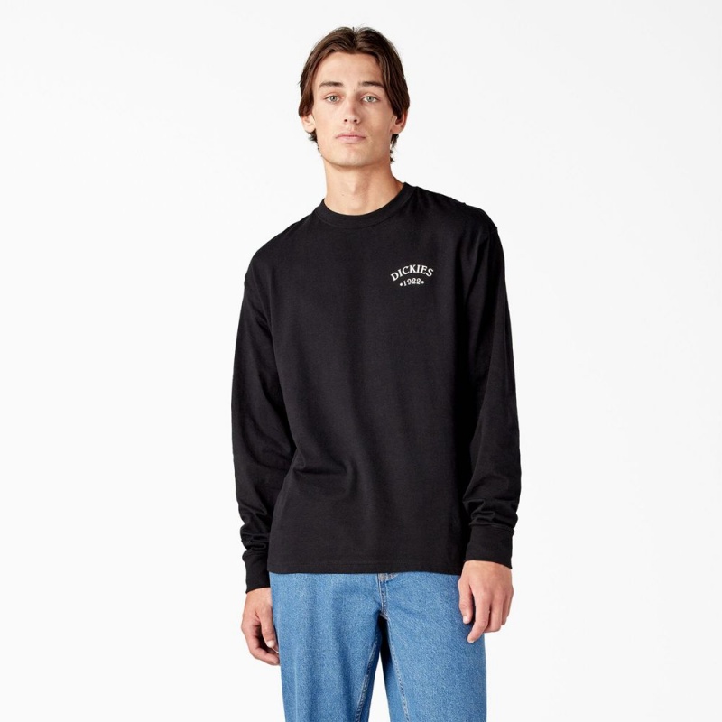 Black Dickies Garden Plain Graphic Long Sleeve Men's T-Shirt | 714-IJXQUH