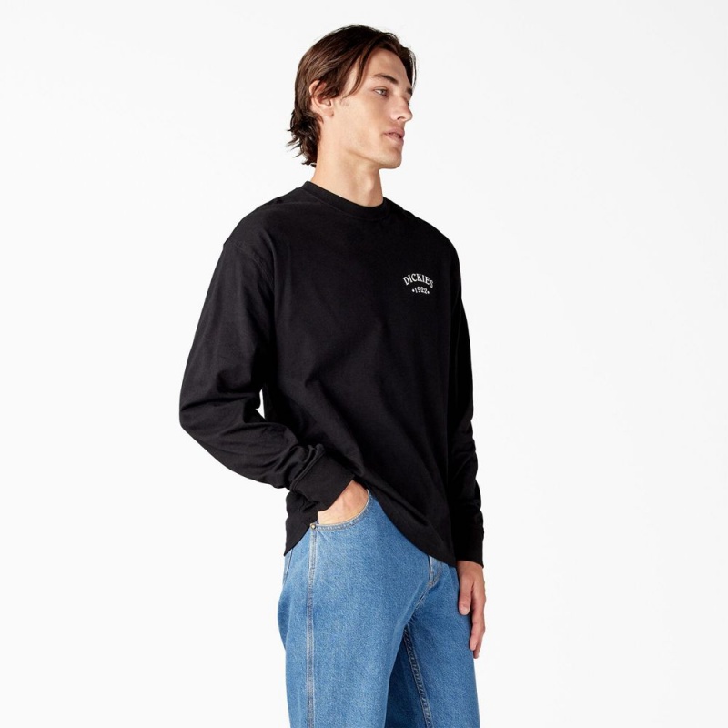 Black Dickies Garden Plain Graphic Long Sleeve Men's T-Shirt | 714-IJXQUH