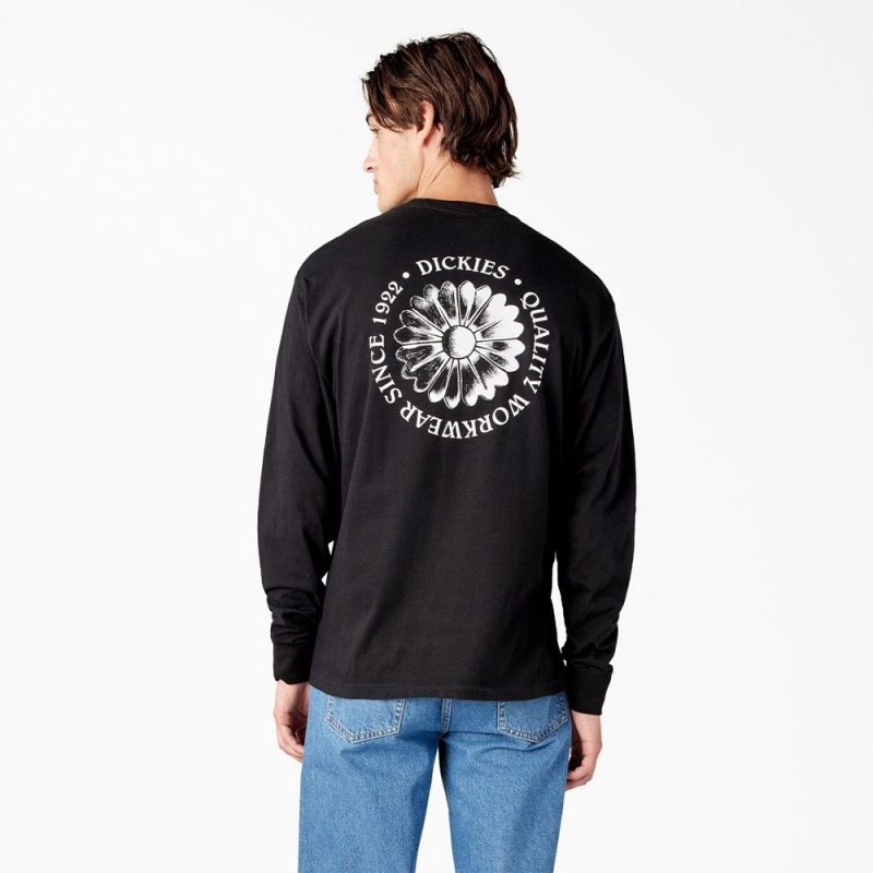 Black Dickies Garden Plain Graphic Long Sleeve Men\'s T-Shirt | 714-IJXQUH