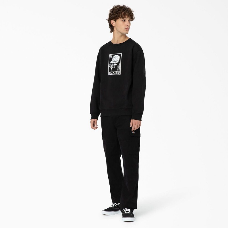 Black Dickies Garden Plain Graphic Men's Sweatshirt | 236-OYLTXZ