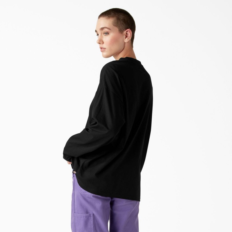 Black Dickies Garden Plain Long Sleeve Women's T-Shirt | 024-NELROI