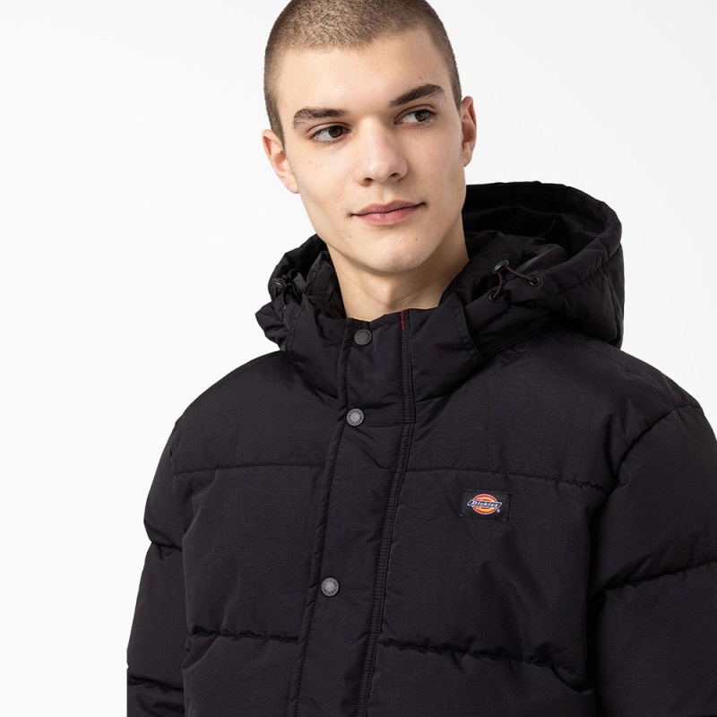 Black Dickies Glacier View Anorak Puffer Men's Jacket | 521-TYERIH