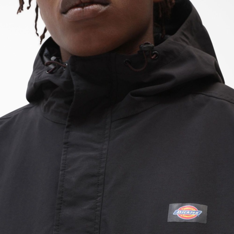 Black Dickies Glacier View Anorak Pullover Men's Jacket | 860-YAFUNM