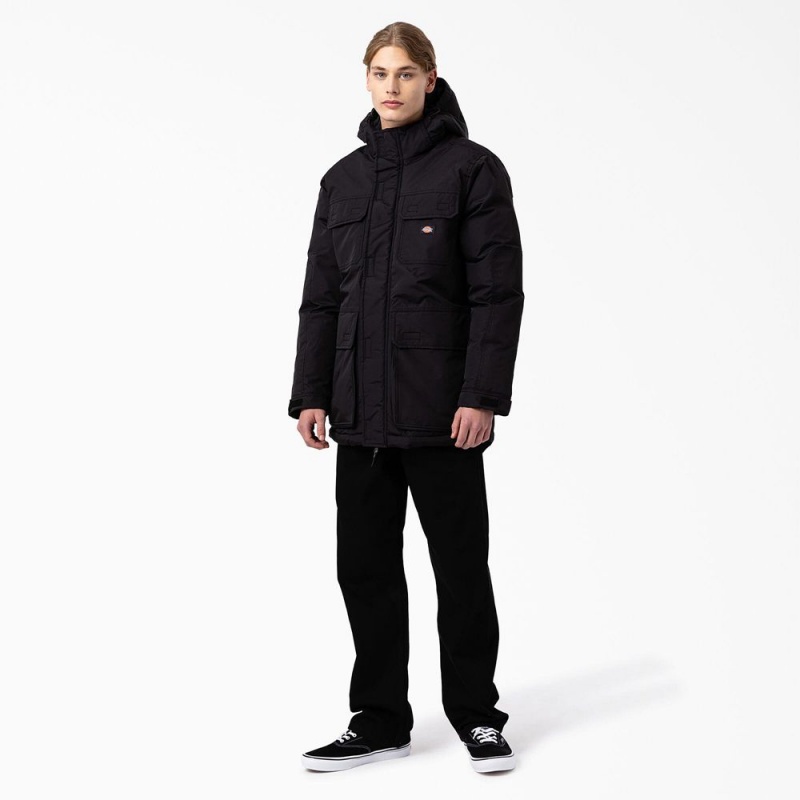 Black Dickies Glacier View Expedition Parka Men's Jacket | 106-OVEPSA