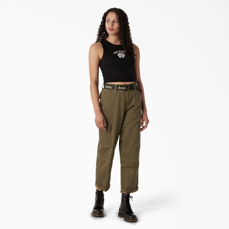 Black Dickies Graphic Cropped Women's Tank Top | 625-UPMRCI