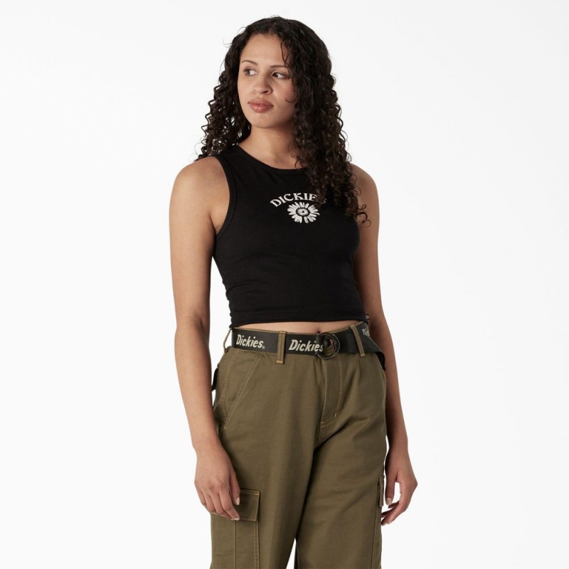 Black Dickies Graphic Cropped Women\'s Tank Top | 625-UPMRCI