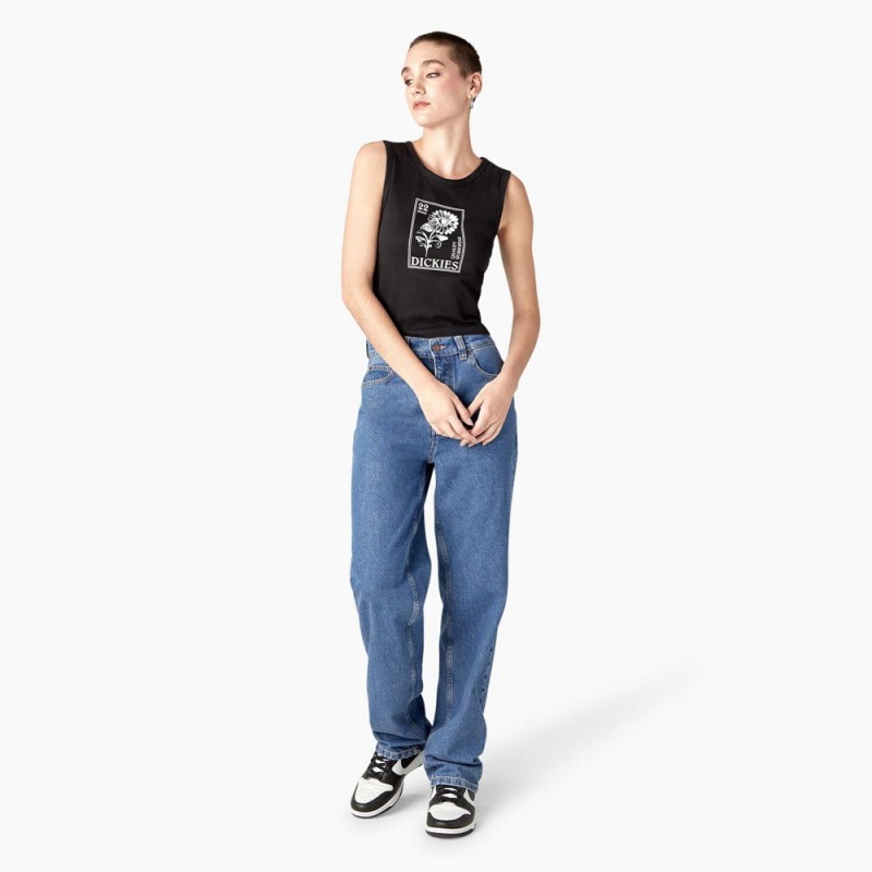 Black Dickies Graphic Women's Tank Top | 680-TMQRIV