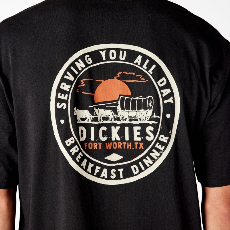 Black Dickies Greensburg Graphic Men's T-Shirt | 865-HOVRAQ