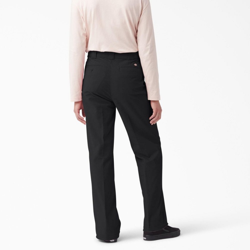 Black Dickies Halleyville Regular Fit Wide Leg Corduroy Women's Pants | 209-EWUBTF