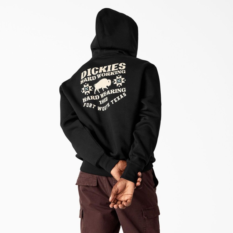 Black Dickies Hays Graphic Men\'s Hoodie | 574-NZPMSO