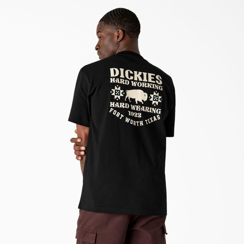 Black Dickies Hays Graphic Men\'s T-Shirt | 867-PXHMAZ