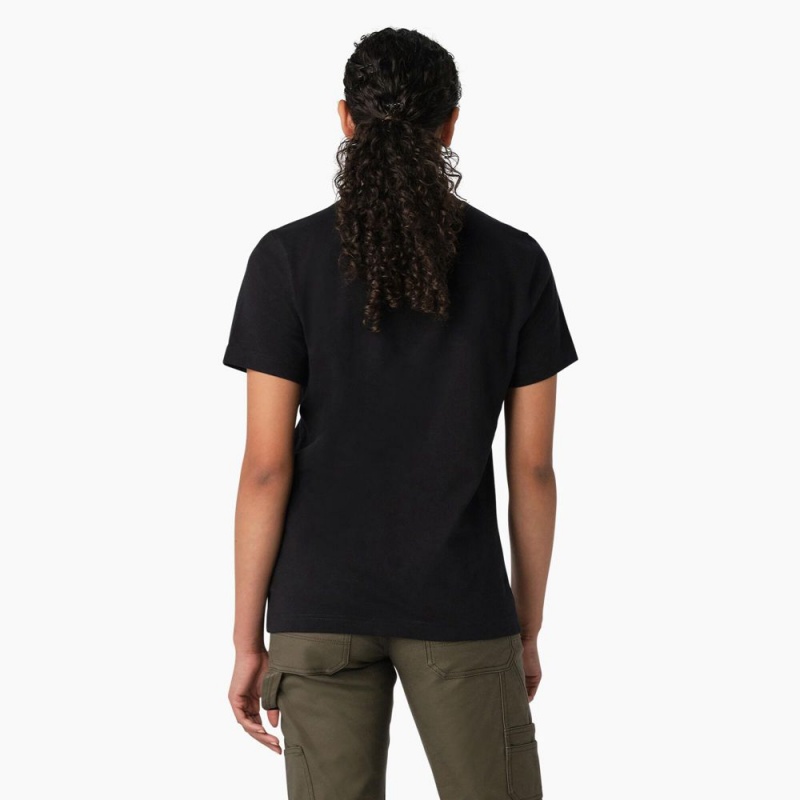 Black Dickies Heavyweight Logo Women's T-Shirt | 658-PCGIYS