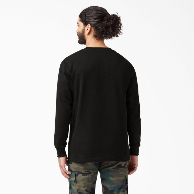 Black Dickies Heavyweight Long Sleeve Pocket Men's T-Shirt | 801-MPSOVH