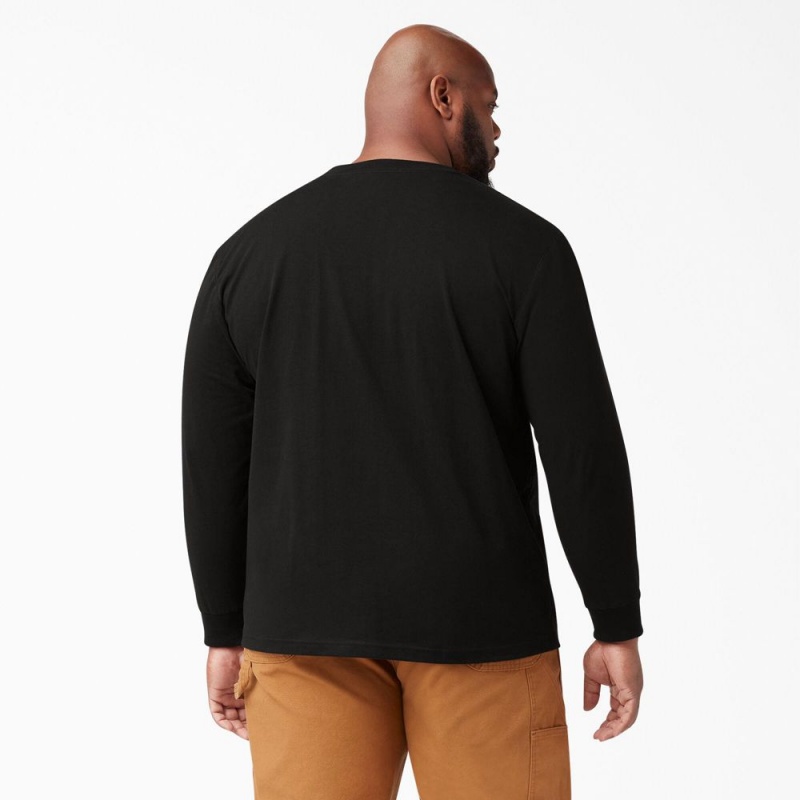 Black Dickies Heavyweight Long Sleeve Pocket Men's T-Shirt | 801-MPSOVH