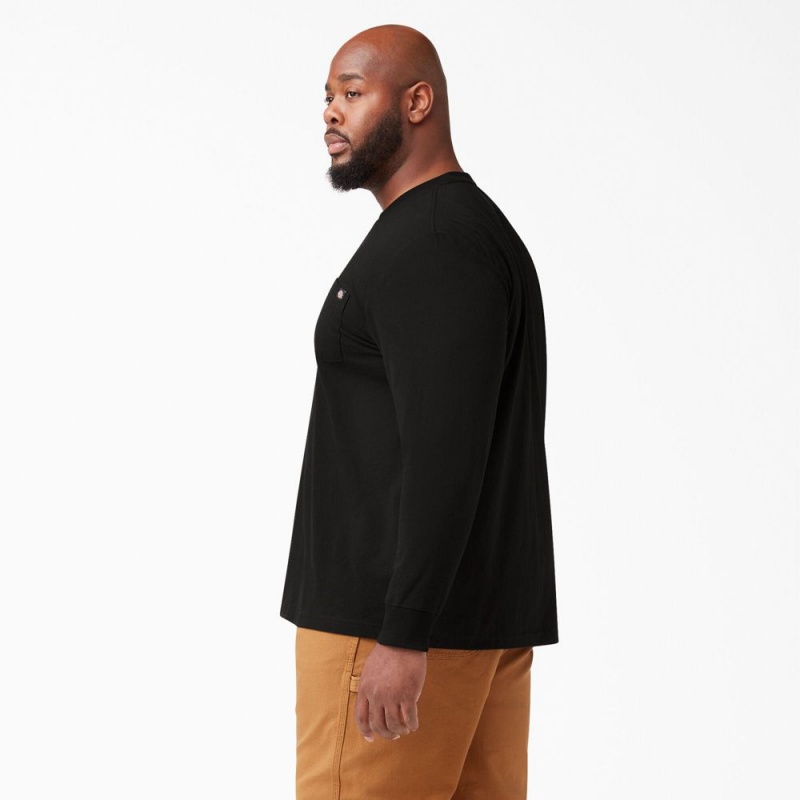 Black Dickies Heavyweight Long Sleeve Pocket Men's T-Shirt | 801-MPSOVH