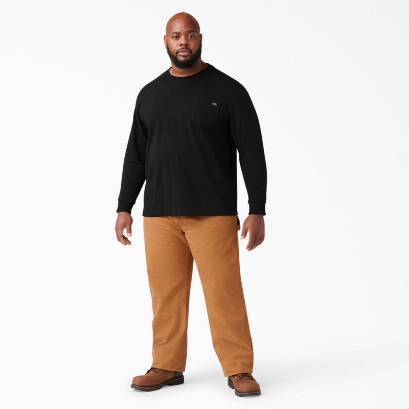 Black Dickies Heavyweight Long Sleeve Pocket Men's T-Shirt | 801-MPSOVH