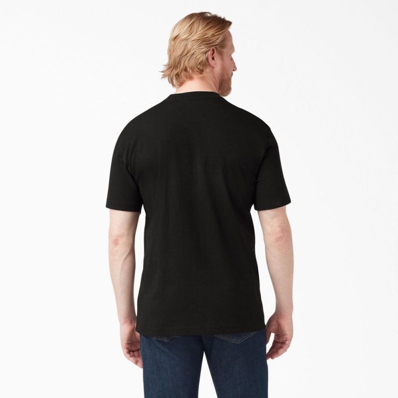 Black Dickies Heavyweight Short Sleeve Henley Men's T-Shirt | 791-CAYXIG