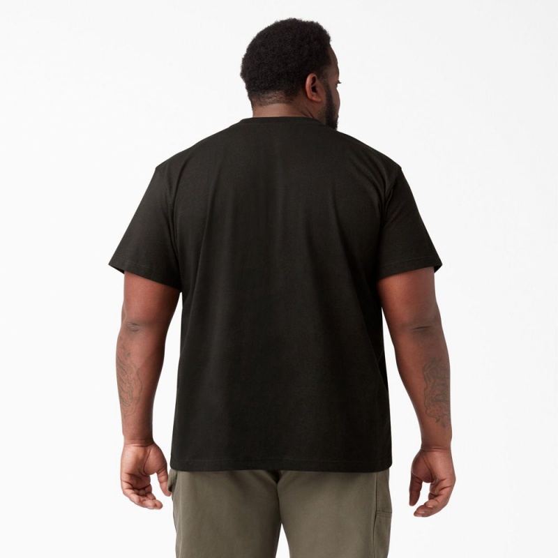 Black Dickies Heavyweight Short Sleeve Henley Men's T-Shirt | 791-CAYXIG