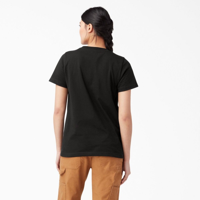 Black Dickies Heavyweight Short Sleeve Pocket Women's T-Shirt | 650-MGABNK