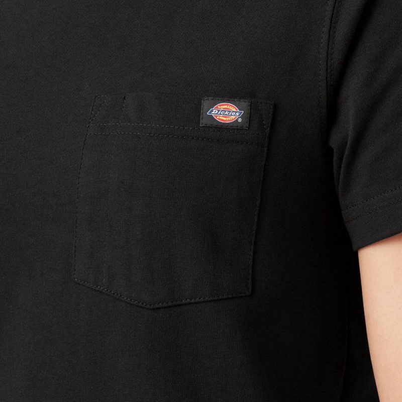 Black Dickies Heavyweight Short Sleeve Pocket Women's T-Shirt | 650-MGABNK