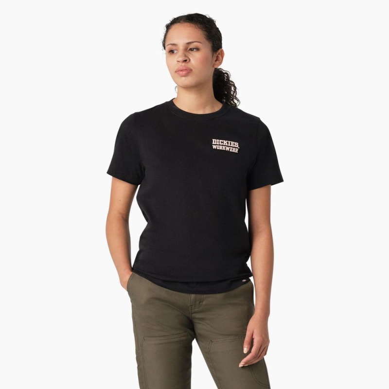 Black Dickies Heavyweight Workwear Graphic Women's T-Shirt | 048-YAHNPD