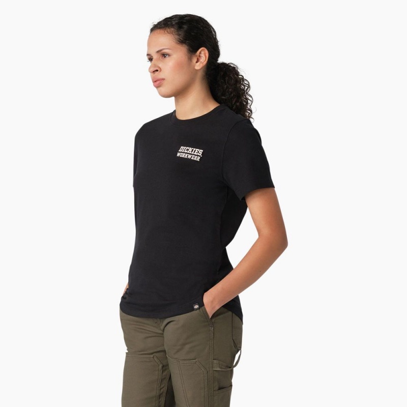 Black Dickies Heavyweight Workwear Graphic Women's T-Shirt | 048-YAHNPD