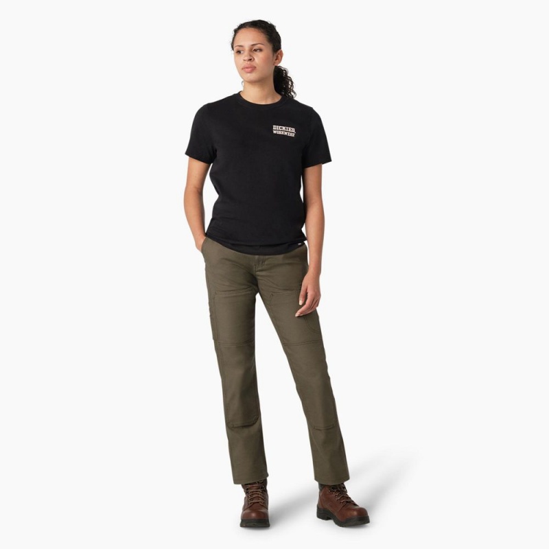 Black Dickies Heavyweight Workwear Graphic Women's T-Shirt | 048-YAHNPD