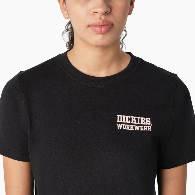 Black Dickies Heavyweight Workwear Graphic Women's T-Shirt | 048-YAHNPD