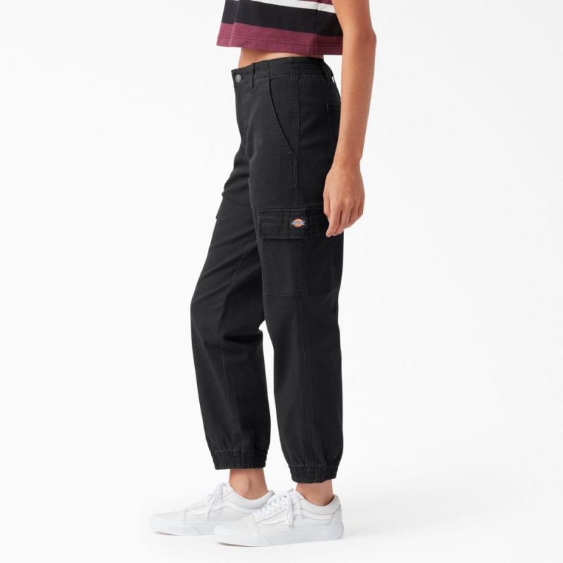 Black Dickies High Rise Fit Jogger Women's Cargo Pants | 519-UJZFEK