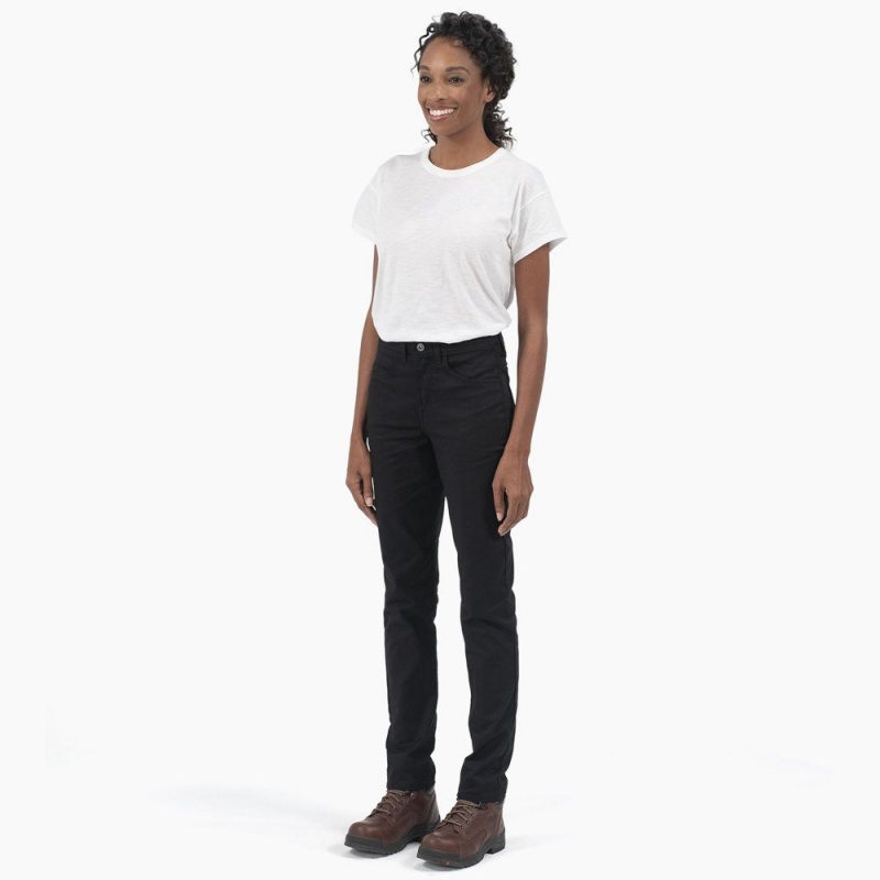 Black Dickies High Rise Skinny Twill Women's Pants | 708-UPKWXS