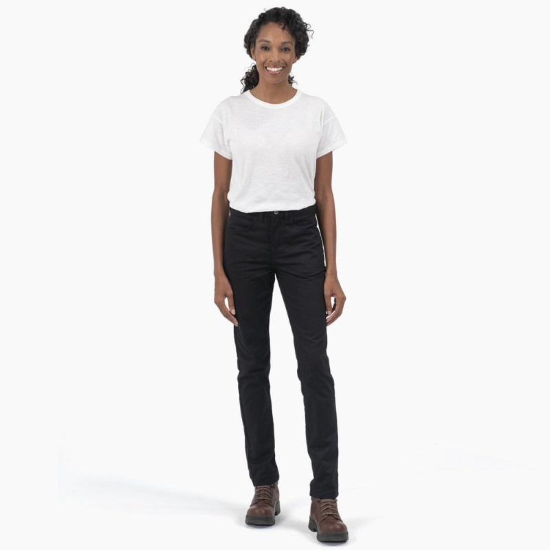 Black Dickies High Rise Skinny Twill Women's Pants | 708-UPKWXS